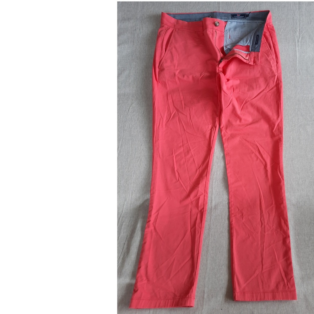 Vineyard Vines Men 34X32 Classic Stretch Lined Chino Breaker Pants Jetty Red